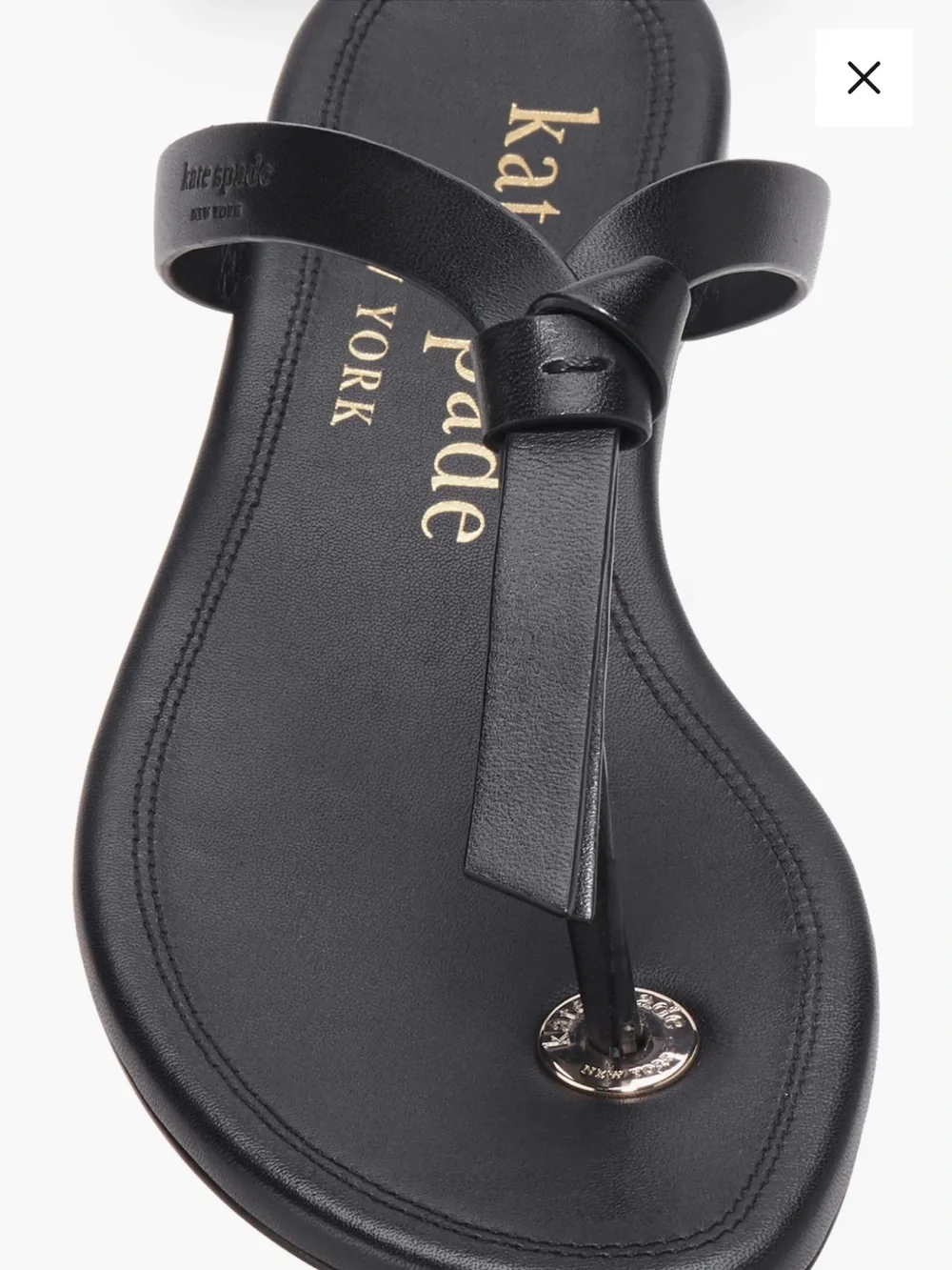 Kate Spade Knott Slide Sandals Black Leather Flip Flops Size 8 NWOB Vacation
